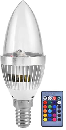 LED-Farblicht, 3 W RGB-LED-Kerzenlampe mit Farbwechsel, Bunte Glühbirne und Fernbedienungsset mit Abdeckung E14, Bewegungsmelder (E14 transparente Abdeckung)