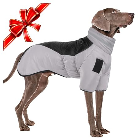 TOPSOSO Hundemantel wasserdicht, Hundejacke für Mittel Großen Hund Winddicht Warme Winterjacke mit Sicheren Reflektierenden Streifen & Geschirrschnalle 2 Bein Hundesportweste Skianzug, Schwarz 4XL