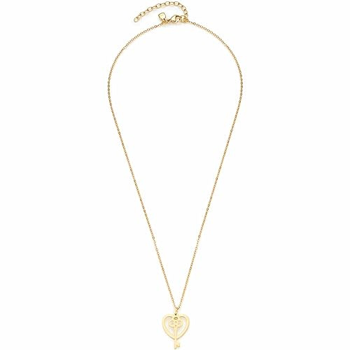 JEWELS BY LEONARDO Halskette Ciao Jetta • Anker-Kette aus goldfarbenem Edelstahl • doppel Anhänger aus Herz und Schlüssel • 45-50 cm Länge • Schmuck Geschenk zum Jahrestag • 023306