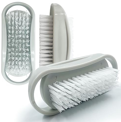Plastic Double-Sided Nail Brushes with Firm Bristles, Nail Scrubbing Brush to Clean Dirt, Grime and Grease - Pack of 3
