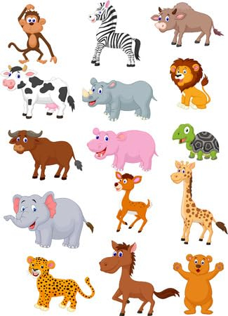 adrium Holz-Bild 80 x 110 cm: Wildtier-Cartoon-Sammlung (30338225)