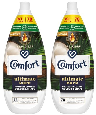 Comfort Ultimate Care Ultra-Concentrated Fabric Conditioner with Lasting Fragrance Intense Liquid Fabric Softener 78 Wash, 1.18 L (Coco Fantasy, Buy 2)