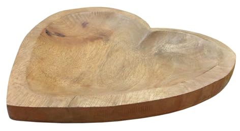 formano Herzschale Mangoholz | Herz Schale aus Holz | Dekoschale | 20x19 cm