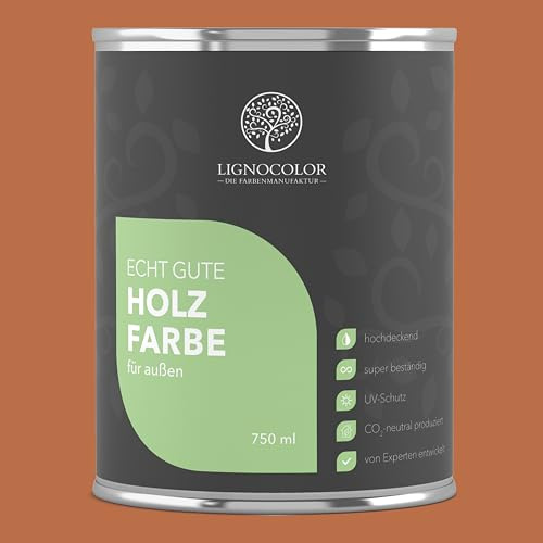Lignocolor Holzfarbe Außen matt | wetterfeste Farbe für den Außenbereich (Indian Summer matt, 750ml) | hochdeckend & hochbeständig