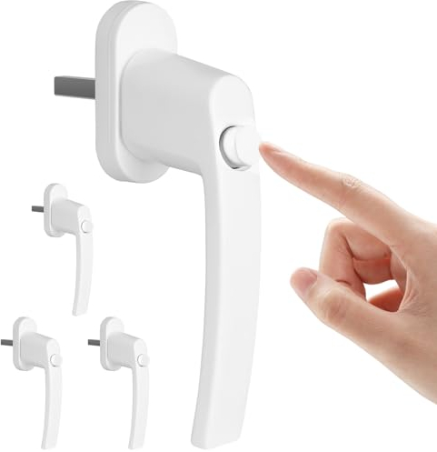 4 Fensterverriegelung mit Knopf, Fenstergriffe, Schlüsselloses Fensterschloss,Kindersicherung, Länge des Schafts 35 mm, abschließbare Fenstergriffe, Kindersicherung Fenster fensterschloss Aluminium