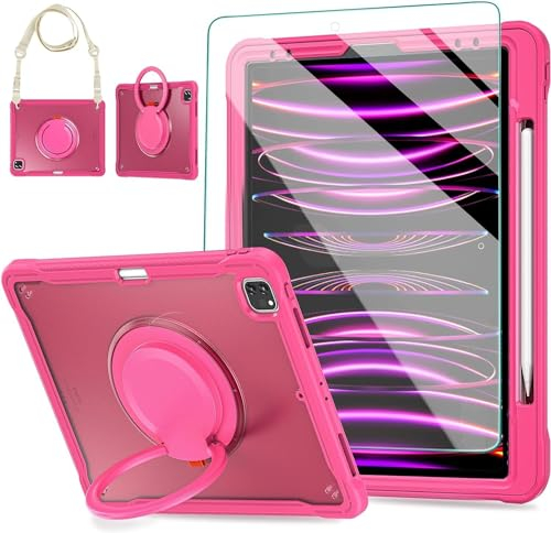 ACEMO Hülle für iPad Air 5. Generation 2022/iPad Air 4. Generation 2020 10,9 Zoll mit Displayschutzfolie, 360° Drehbar Ständer, Verstellbarer Schultergurt,Stifthalter, iPad Pro 11 Schutzhülle