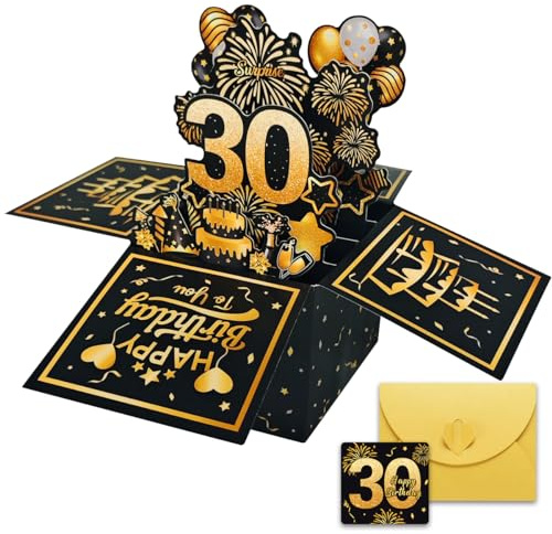 Pop Up Karte Geburtstag 30,3D Geburtstagskarte 30,Geburtstagskarte 30 Mann Frau,Happy Birthday Karte,Karte 30 Geburtstag Frau Mann,30 Geburtstag Karte für Familie und Freunden