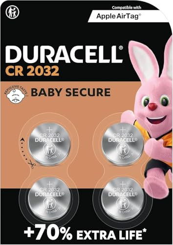 CR2032 Lithium Coin Cell 2032 Batteries 3V (4 Pack) - Up to 70% Extra Life* - Baby Secure Technology. Use in Key Fobs, Home Devices, Fitness, Medical Accessories