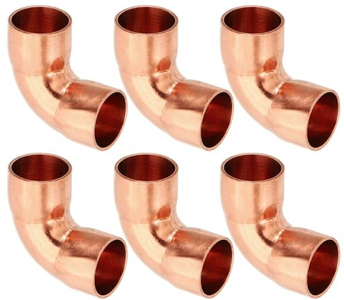 PATIKIL 6pcs Raccord Coudé en Cuivre pour Tuyaux Gaz, 12mm Raccord Tuyau d'Arrosage Durite Essence, Raccords Tuyauterie à Pression pour HVAC Climatisation Plomberie, Épaisseur 0.8mm
