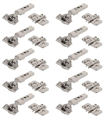 BLUM 10x CLIP top BLUMOTION Möbel Scharnier 110°, gerade mit Feder, Eckanschlag + BLUM CLIP Exzenter Kreuzmontageplatte, Stahl, Schraubvariante, Distanz 0 mm, Topfband ø=35mm