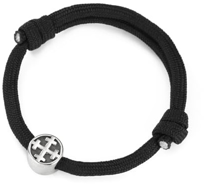 SIPURIS Bracelet en corde réglable avec croix de Jérusalem pour homme, fait à la main, bracelet en paracorde pour homme, 10.2*10.9mm(0.4*0.43in), Pas de gemme