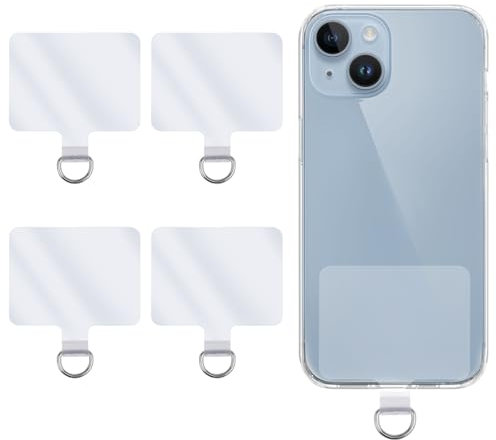 Mabor Universal Phone Tether Tabs, 4 Pcs Phone Lanyard Tabs Patches With D-Buckle Replacement Part PVC Transparent Phone Patches for Safety Drop Protector Compatible with Most Smartphones