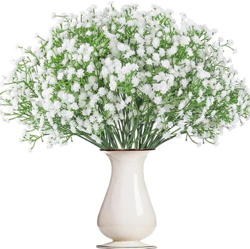 KARLOR Künstlich Schleierkraut Set, 16 Bündel Kunstblumen Strauß Künstlich Blumen Set Hochzeit Kernstück weiß Blumen Deko Artificial Flower White Kunstblumen wie echt Hause Deko