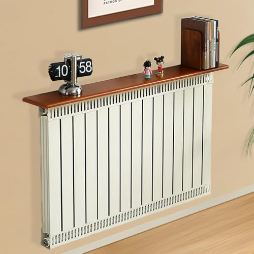 Copritermosifone Legno,Mensola sopra Termosifone Easy Fit Senza Trapano Mensola Termosifone Moderno Antifumo Antipolvere Mensola per Radiatore Cuscinetto 30kg,Walnut,W:16cm；L:80cm