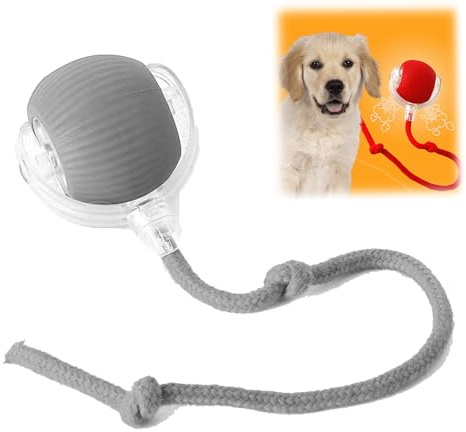 Donubiiu Magic Ball, Interaktiver Spielball für Hunde und Katzen, Elektrisches Hundespielzeug Kauzauberball mit Schwanz, Grau