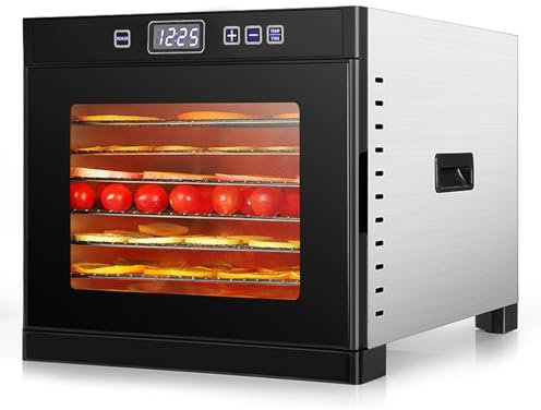 600W Food Dehydrator with Smart Touch Screen - 24H Timer and 30~90℃ Temperature, Transparent Viewing Window, 6-Layer Food Dryer for Meat, Fruit, Vegetable, Dog Treats