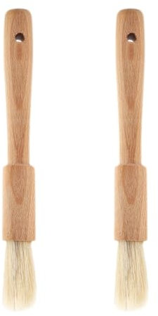 2 pièces pinceau à pâtisserie pour la cuisson, pinceau à beurre, pinceau à badigeonner en bois, pinceau à huile pour la cuisson de la sauce barbecue, pinceau pour la cuisine, la (Brosse à manche rond)