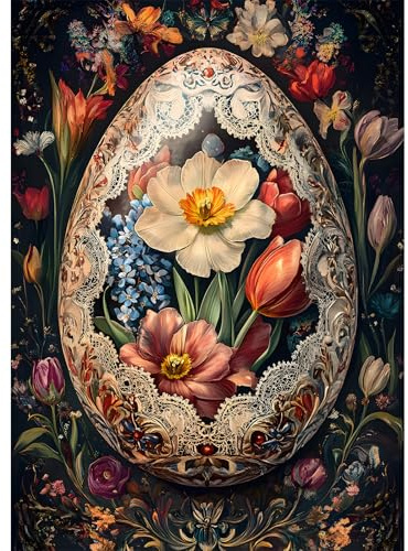 DOMROM Ostern Diamond Painting, Ei Diamond Painting Erwachsene Kinder Diamond Painting Set, Diamant Malerei Kit Blumen Diamond Art Erwachsene für Home Wand Dekor 30x40cm
