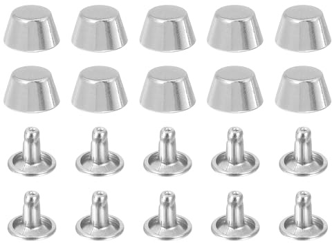 QUARKZMAN 20 Pcs Remaches de Tornillo Trasero, Aleación de Zinc 1/2 Remaches Tachones Pies de Bolso Mano Cabezal Plano Hebilla Botón Gorra Remaches para DIY Artesanía en Cuero, Blanco