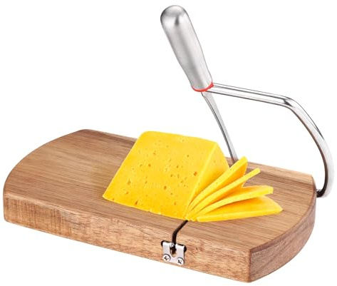 Filhome Käseschneider aus Holz mit Messer Einstellbarer Käsehobel Mehrzweckschneider mit Brett für Blockkäse, Wurst, Zwiebeln & mehr