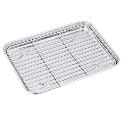Backblech aus Edelstahl mit abnehmbarem Abkühlgitter – antihaftbeschichtet, hitzebeständig, ideal zum Braten, Backen im Ofen und zur Herstellung von Pommes Frites