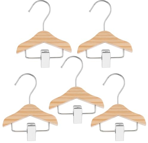 VALICLUD Lot De 5 Cintres en Bois Massif avec Pince Petit Cintre Bébé pour Vêtements De Bébé Et Tout-Petits Gain De Place pour Chambre d'enfant Placard Et Crèche