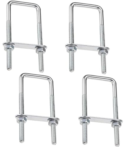 LEPEVNEY 4 juegos de pernos en U cuadrados M8 de 40 mm de ancho interior de 120 mm de longitud con tuercas, placas y arandelas, junta para automóviles, remolque, esquí, barco, pesca, barco, tuberías