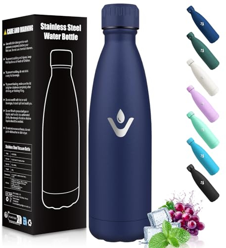 HoneyHolly Bouteille Isotherme, Acier Inoxydable 18/8, Gourde Isotherme 750ML, Sans BPA, Gourde Sport, Étanche Double Isolation, Gourde Inox pour Le Camping, Gymnases, Sports-Bleu Foncé