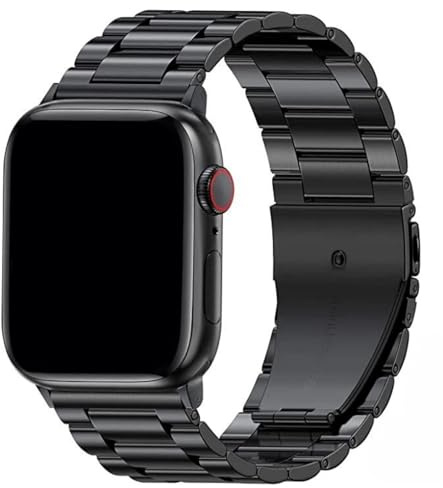 Stainless Steel Loop for Apple Watch Band 38/40/41/42/44/45 mm 49mm Ultra, Scratch/water Resistant Replacement Bands for iwatch Series Ultra Se 10 9 8 7 6 5 4 3 2 1 (Black, 42/44/45 mm)
