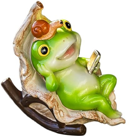 Figurina Da Giardino Di Rana Decorativa - Scultura Anfibica Carina, Ornamento Per Animali Da Primavera Dettagliato | Accento Statua Del Patio In Miniatura Per Balcone, Tavolo Da Esterno, Portico O Gia