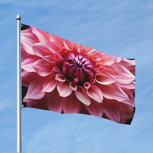Drapeau amusant de 1,2 x 1,8 m avec fleur de dahlia floral pour toutes les saisons pour décoration de dortoir, fête en plein air