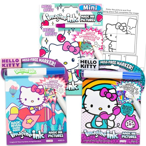 Hello Kitty Imagine Ink Coloring Super Set - Bundle with 3 Imagine Ink Mess-Free Coloring Books for Kids with Magic Reveal Pages | Hello Kitty Party Favors and Activities