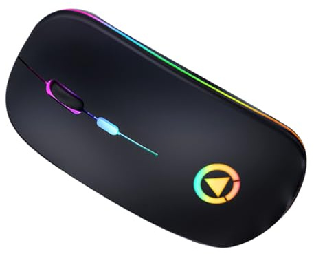 VERDANVERSE Ratón Inalámbrico RGB Recargable para Juegos, Ergonómico y Silencioso, Diseño Moderno, Uso Profesional en Ordenador, Batería de Gran Capacidad, Color Negro Mate