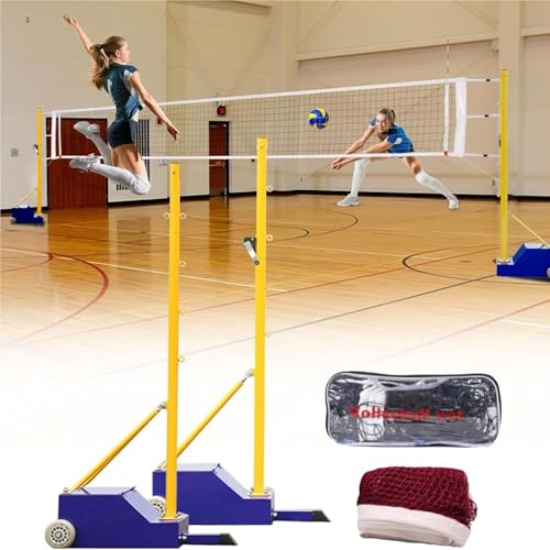 XHEILZOP Professionelles Outdoor-Volleyballnetz-Set mit höhenverstellbaren Stangen, für Tennis Badminton Volleyball mit Aufbewahrungstasche