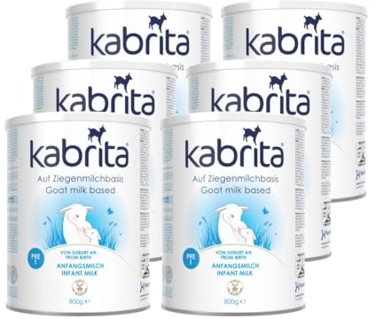 KABRITA | Ziegenmilch Pre/Stage 1 Anfangsmilch mit HMO 0-6 Monate | Hochwertige Babynahrung - Baby Milch, nahrhaft und sanft zum Babybauch | Inhalt: 6x800g Babynahrung-Milchpulver