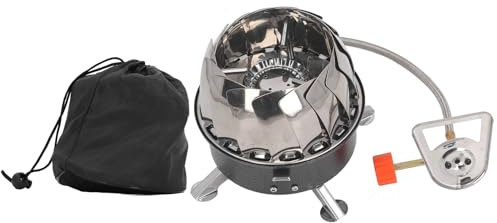 TOPINCN Mini Cuisinière à Gaz de Camping avec Sac de Rangement, Support Stable de Brûleur de Cuisinière Pliable Portable pour Randonnée en Plein Air Camping Pique-nique (Rond avec boucle tube)