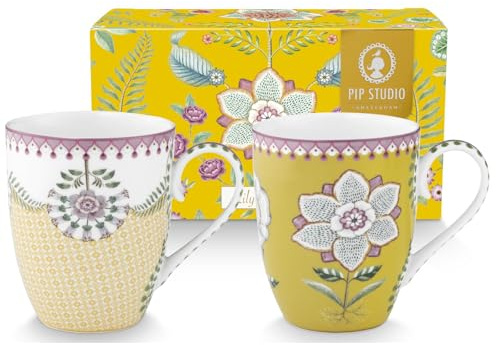 Pip Studio Lily&Lotus Yellow Henkelbecher Large 0,365l Set2