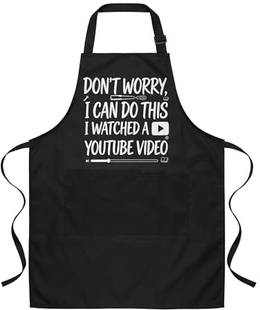 DINSAGE BBQ Apron for Men Funny Aprons for Men with Pockets, Adjustable Mens Cooking Apron Durable Waterproof, BBQ Gifts for Men Dad Husband, Kitchen Cooking, Grill Party (DON'T WORRY)
