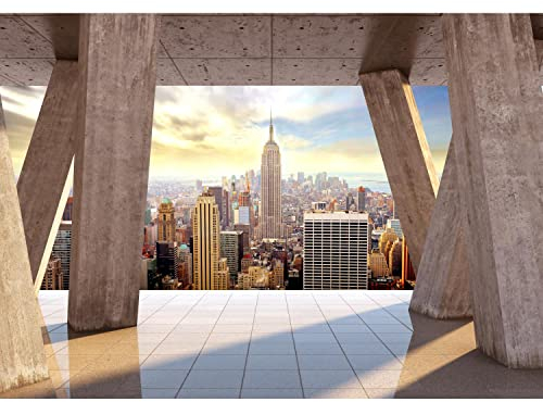 Runa Art Papel tapiz fotográfico Ventanas con vistas a Nueva York Moderna Lana Sala Cuarto Salón - Made in Germany - marrón 9138010a