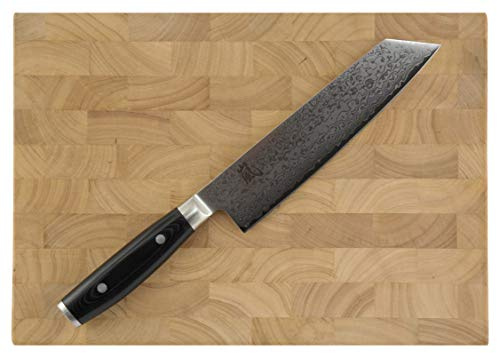 Damaskkniv Yaxell Ran 69 Kiritsuke kockkniv - 69 lager - 20 cm blad inkl. skärbräda