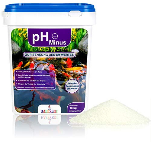 HAPPYKOI® pH Minus 10 kg | Zur schnellen Senkung des pH-Wertes im Teich & Pool - pH Senker in Granulatform - Teichpflege & Wasserpflegemittel Koi Fischteich Gartenteich Schwimmteich