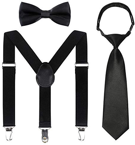 Barn hängslen fluga slips set – justerbar elastisk klassisk hängslen fluga set för 6 månader gamla – 13 år pojkar och flickor
