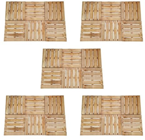 vidaXL 30x Legno di Pino Impregnato Marrone Piastrelle per Decking a Incastro Listoni Pavimentazione Pannelli Pavimento Esterni 50x50 cm
