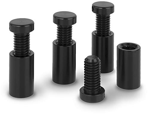PrecisionGeek - Sign Standoff Wall Mount Advert Fixings Bolts, Glass, Acrylic, Stone Holders for Picture Frames, Store, Office Sign Displays, Aluminium BLACK 12mm dia L= 20mm - 4x barrels 4x screws