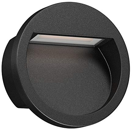 ledscom.de LED Wandeinbauleuchte NOLA, Downlight für außen, IP54, schwarz matt, 105mm Ø, warmweiß
