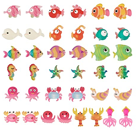 PandaHall, 109 ciondoli in resina a forma di pesce con retro piatto, accessori per cellulare, portachiavi e album per ritagli