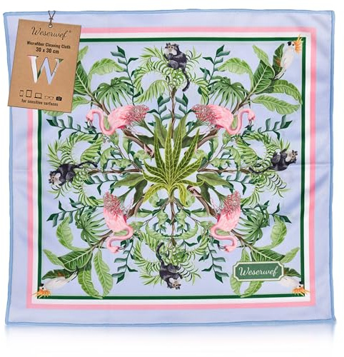 WESERWEF Chiffon de Nettoyage en Microfibre XXL au Design Élégant pour Lunettes, Smartphones, Tablettes, Appareils Photos, Chiffon à Lunettes et Chiffon pour Écran, 30 x 30 cm (Tropical World)