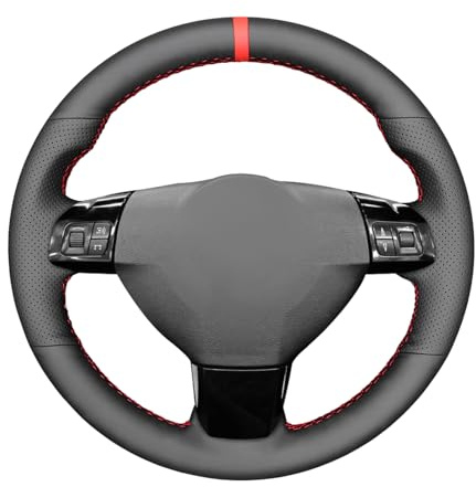 MEWANT Lenkradbezug für Opel Astra (H) / Signum/Vectra (C) Hand Nähen Lenkradhülle aus Echtleder&Suede&Kohlefaser | Opel Astra (H) / Signum / Vectra (C) Hand Nähen &Suede&Kohlefaser Echtleder Atmungsaktiv Für Beheizte Lenkräder Langlebig