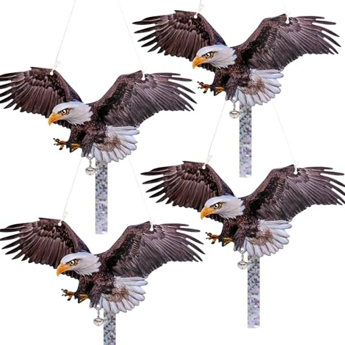 4PCS gefälschte Eule Hängende Eule, um Vögel fernzuhalten Reflektierende hängende Vogeldekoration mit reflektierendem Band Effektive Vogelschutzvorrichtung, um Vögel vom Garten fernzuhalten