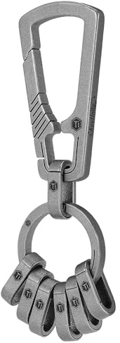 KeyUnity Llavero Con Mosquetón de Titanio KM22SW, Organizador EDC de Liberación Rápida, Para Coche, Hombre, Pequeño y Desmontable
